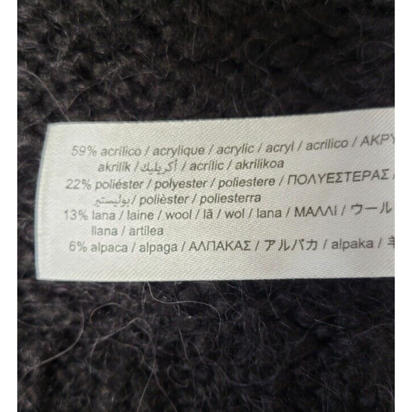 Zara Womens Medium Black Wool Alpaca Long Sleeve Crop Open Cardigan - Picture 7 of 7